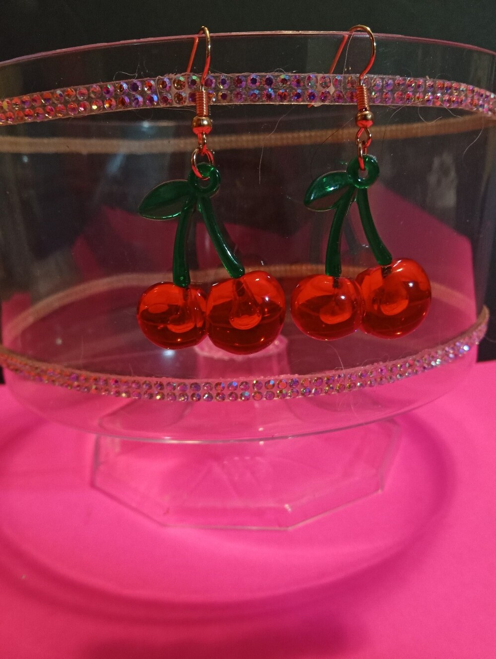 Cherry Dangle Earrings - Red and Green - Unbranded